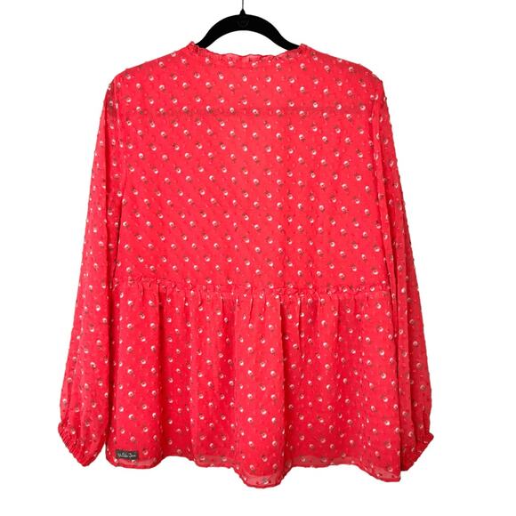 MATILDA JANE Women's Must Be Love Blouse Coral-Red Sz L - Picture 8 of 9